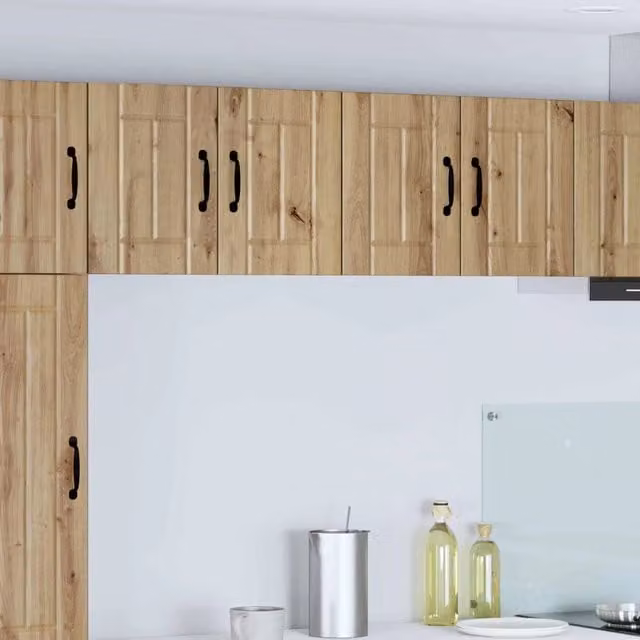 Set di 2 armadi sospesi da cucina moderni vidaXL in legno color rovere marrone con ante a battente