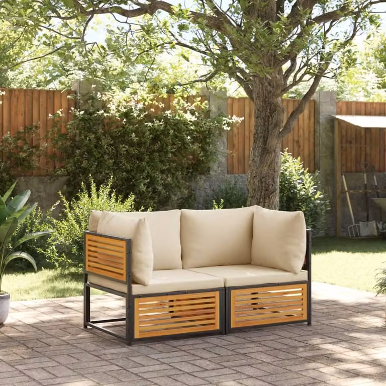 Maison Exclusive - Set divano da giardino 2 pezzi con cuscini in legno massello di acacia