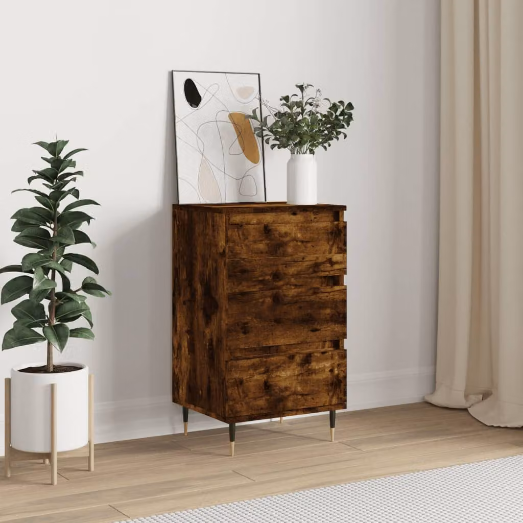 Credenza moderna vidaXL in legno Rovere Fumo, sospesa a parete, marrone opaco, L: 40 cm, P: 35 cm, H: 70 cm