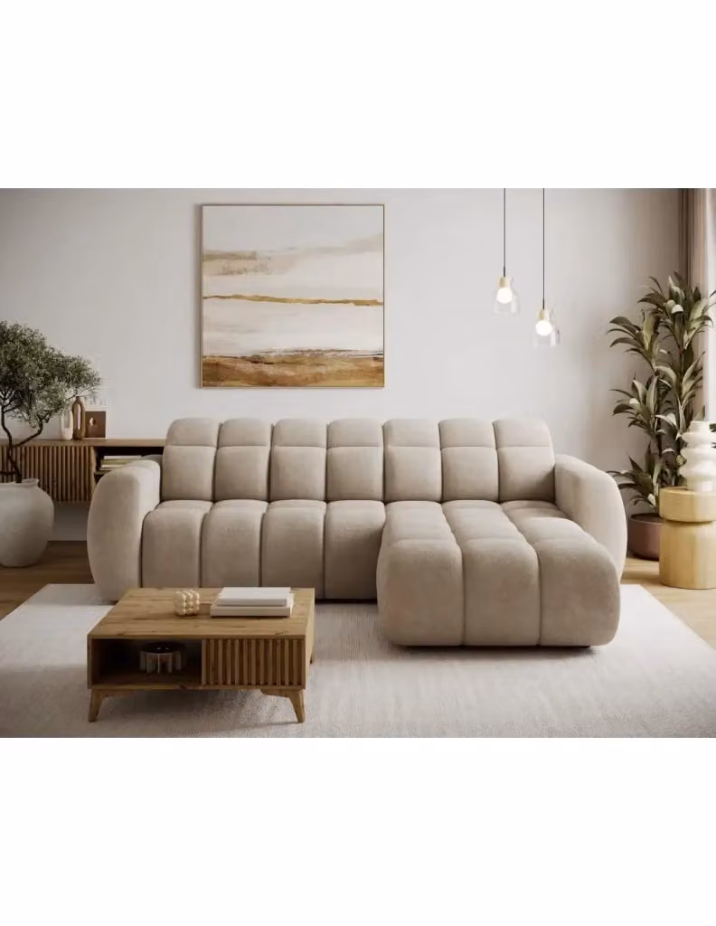 Divano ad angolo elettrico FANOTI MEUBLORAMA 3 posti grigio melange con angolo destro e poggiatesta regolabile – 2