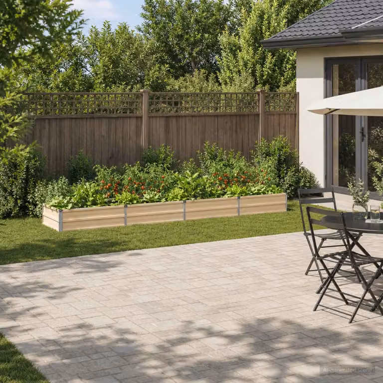 Letto rialzato da giardino vidaXL in metallo beige L: 320 cm, P: 80 cm, H: 24 cm
