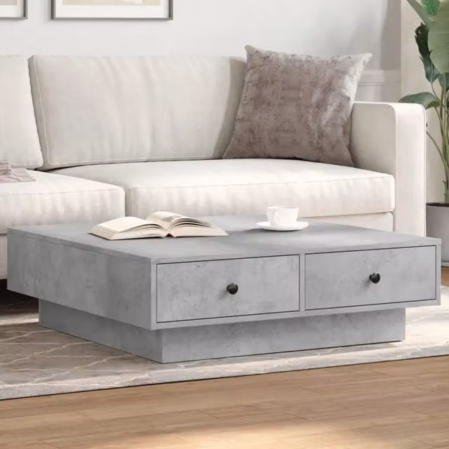 Tavolino da salotto quadrato vidaXL in stile industriale grigio con piano in legno e struttura in metallo L/P/H: 90 x 90 x 28 cm – 1