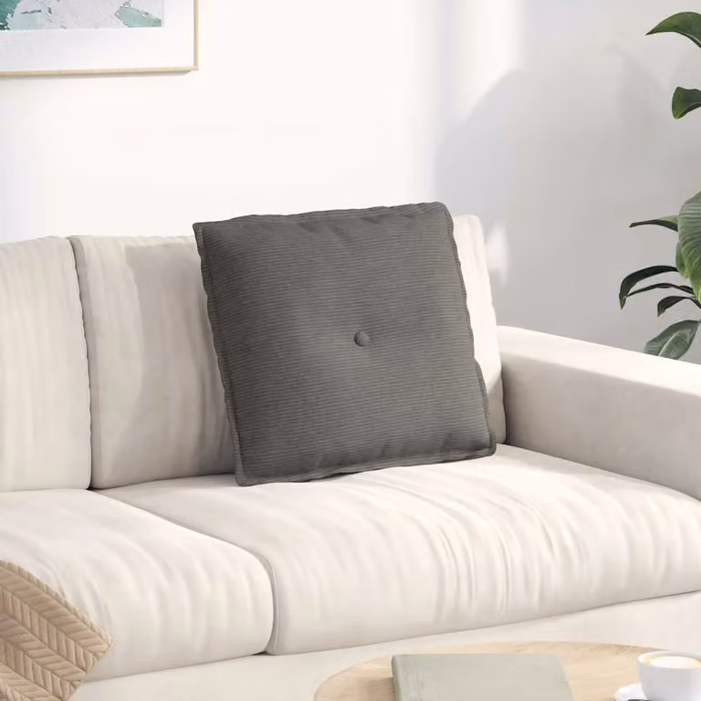 vidaXL Cuscino per Schiena Grigio con Rivestimento in Velluto a Costine in Poliestere L: 50 cm, P: 45 cm