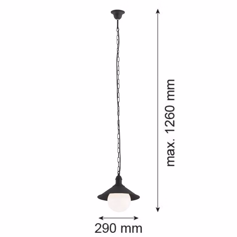Lampada a sospensione da esterno Enduro, nero, acciaio, vetro, IP44, E27 Enduro Argon, dimmerabile, Nero, Metallo