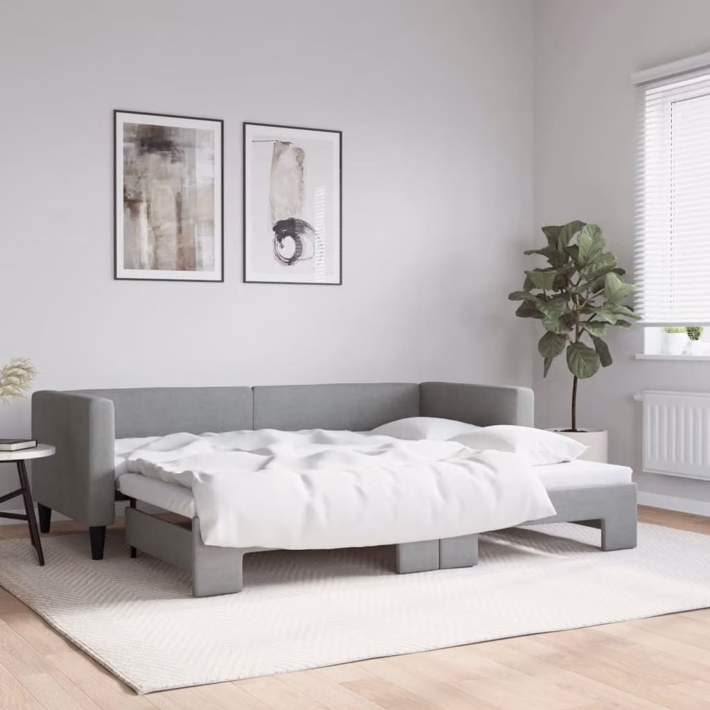 vidaXL Divano Letto con Letto Estraibile Grigio Chiaro in Tessuto