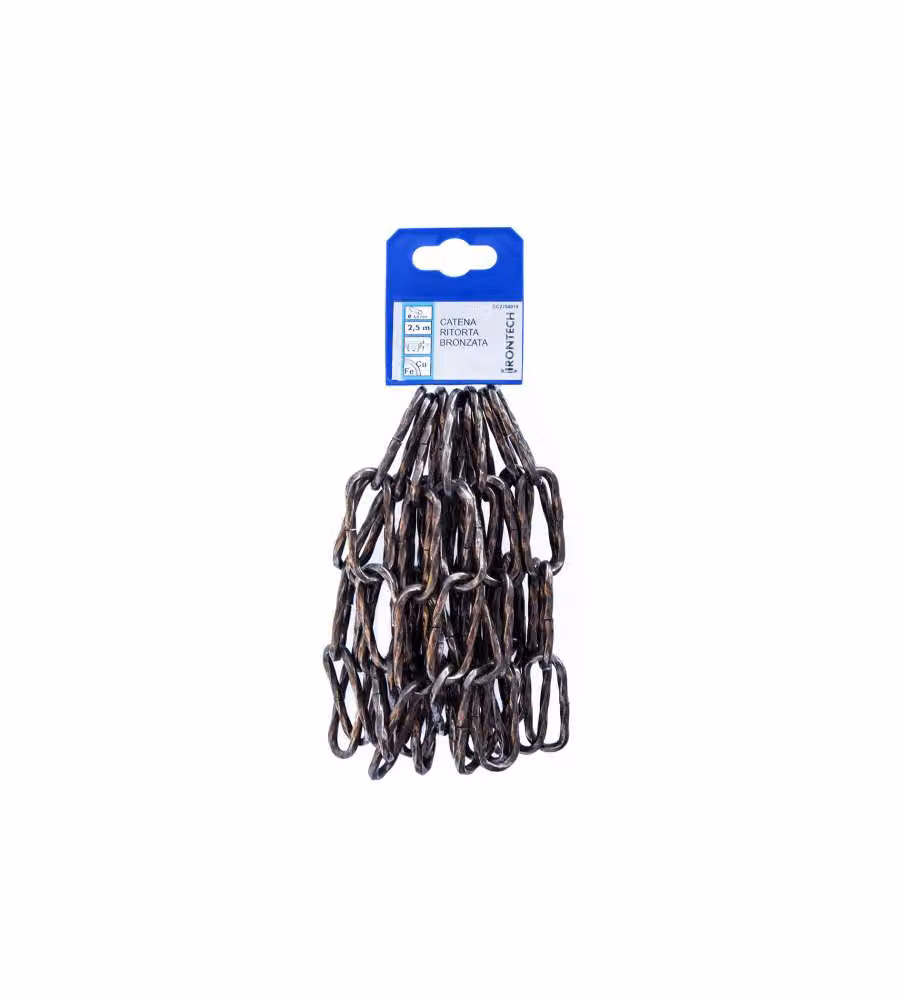 Catena ritorta pretagliata Diam. 4 mm. in acciaio bronzato 2,5 mt.