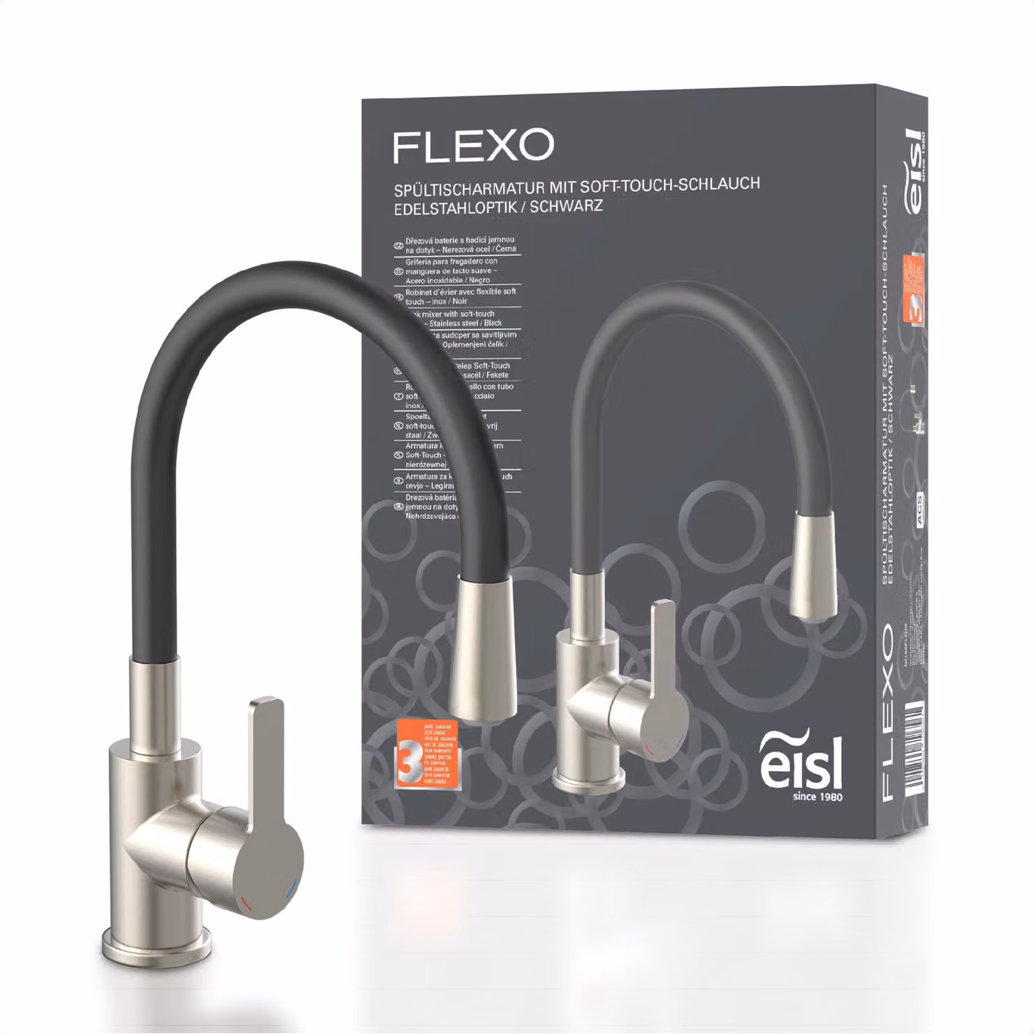 rubinetto da cucina eisl FLEXO, rubinetto da cucina flessibile con funzione di risparmio idrico, rubinetto da cucina