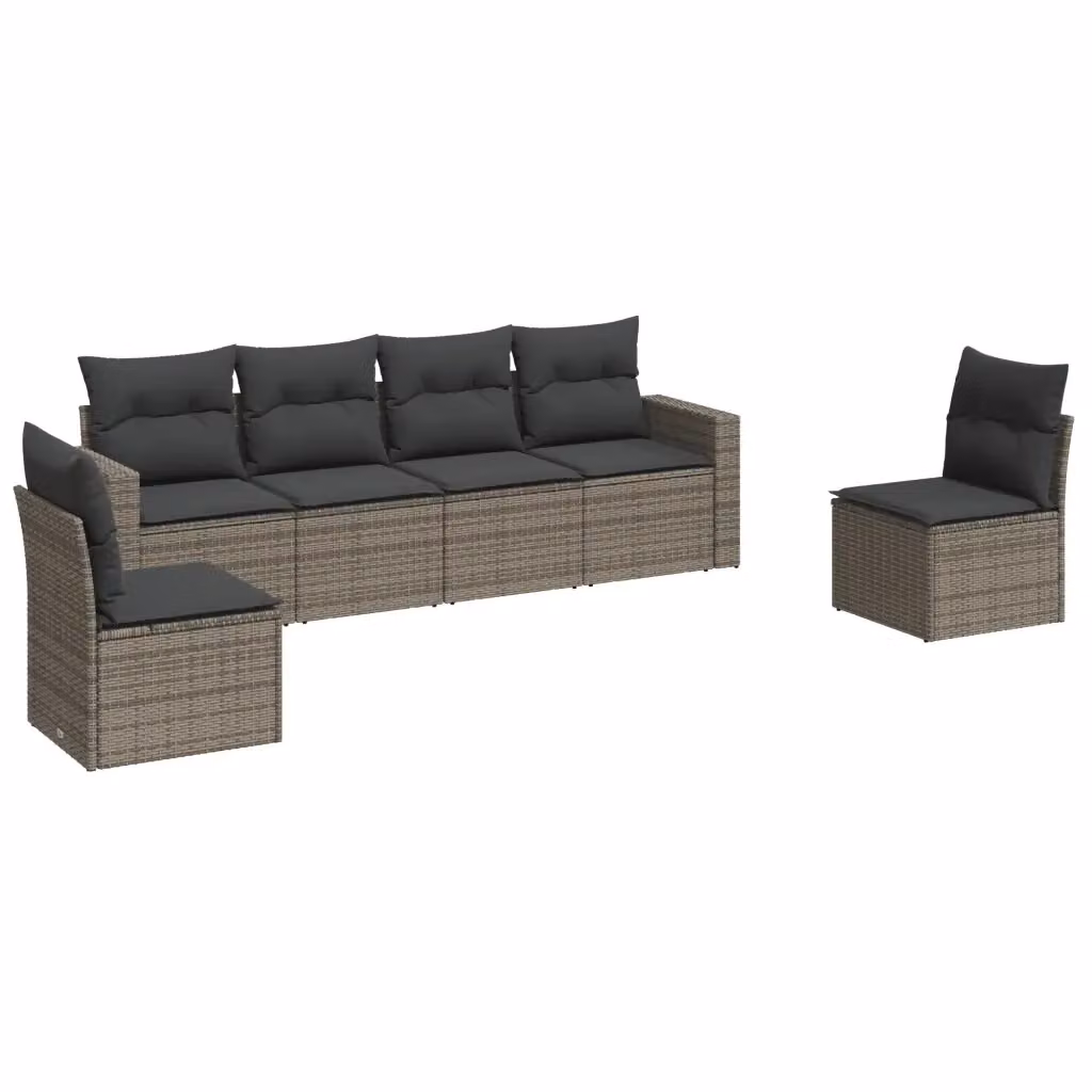 Set da giardino VIDAXL in polyrattan grigio composto da 6 pezzi con cuscini inclusi – 2