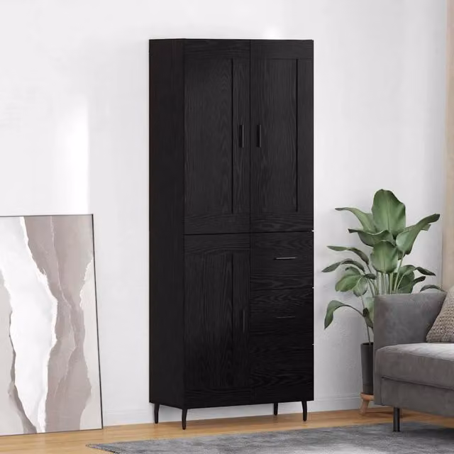 Set di 2 credenze moderne vidaXL in nero opaco L/P/H: 69,5 x 34 x 180 cm