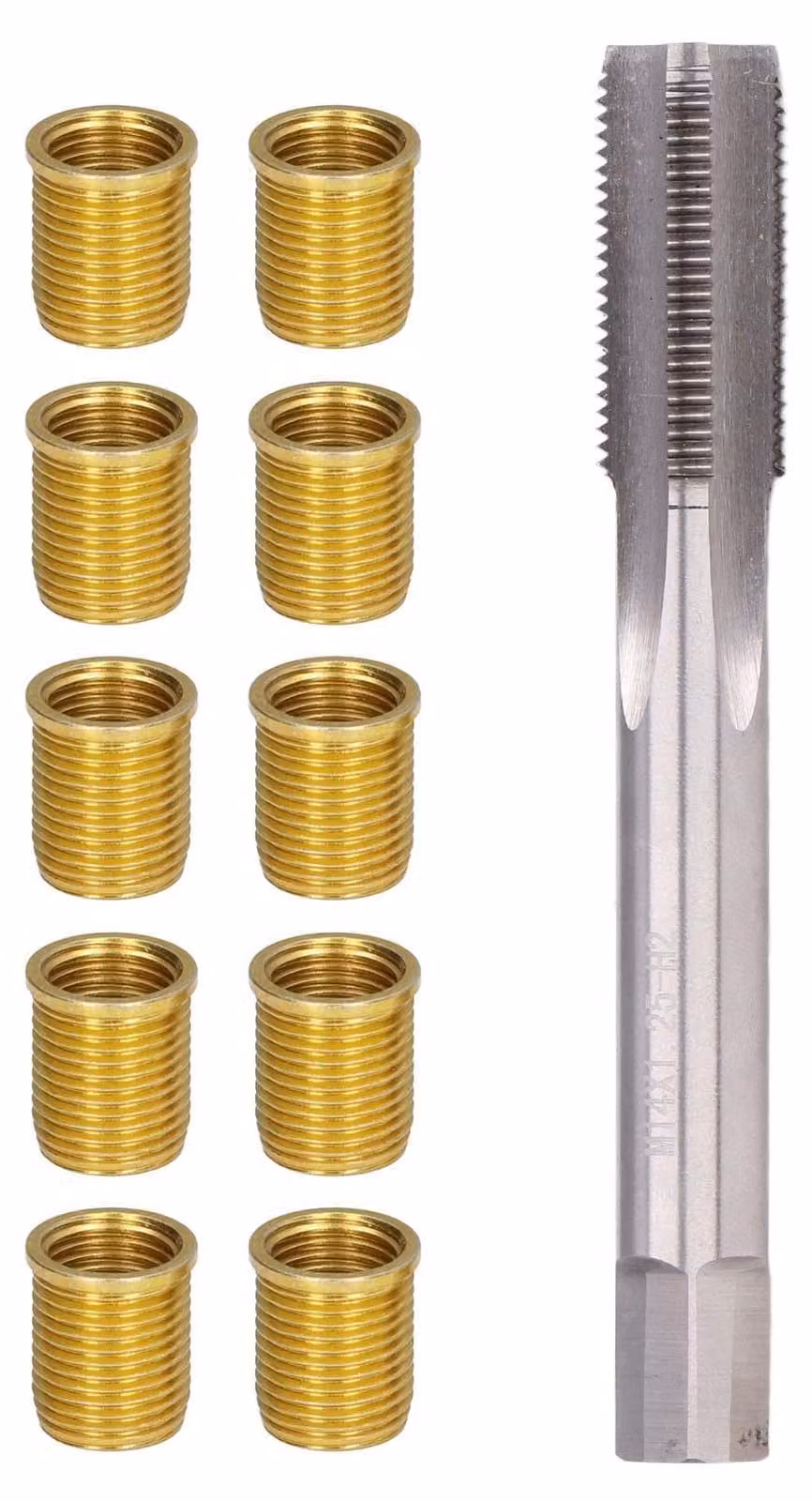 Kit di riparazione per candele con filettatura M14x1.25 e M12x1.25, completo di utensile per la pulizia della filettatura