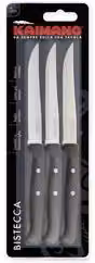 Set di 3 coltelli da bistecca Kaimano in acciaio inox con lama a denti fini, colore nero