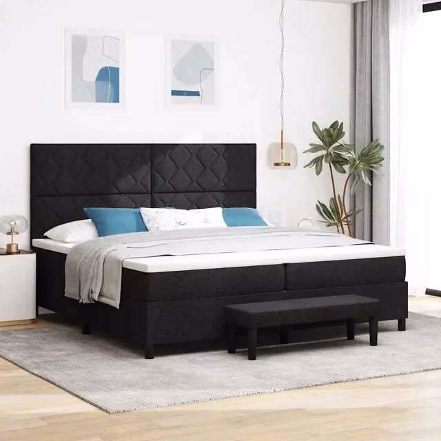 Letto Ibrido con Molle a Tasche e Testiera vidaXL in Tessuto Nero L 200 cm x P 200 cm x H 280 cm – 1
