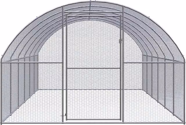 Pollaio per esterni Videx in acciaio zincato e rete metallica, colore argento, L/P/H: 6 x 3 x 2 m