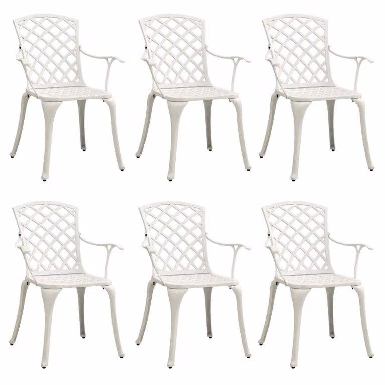 Sedie da Giardino 6 pz in Alluminio Pressofuso Bianco