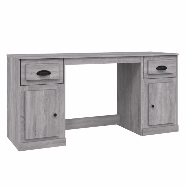 Scrivania con Armadietto Grigio Sonoma in Legno Multistrato