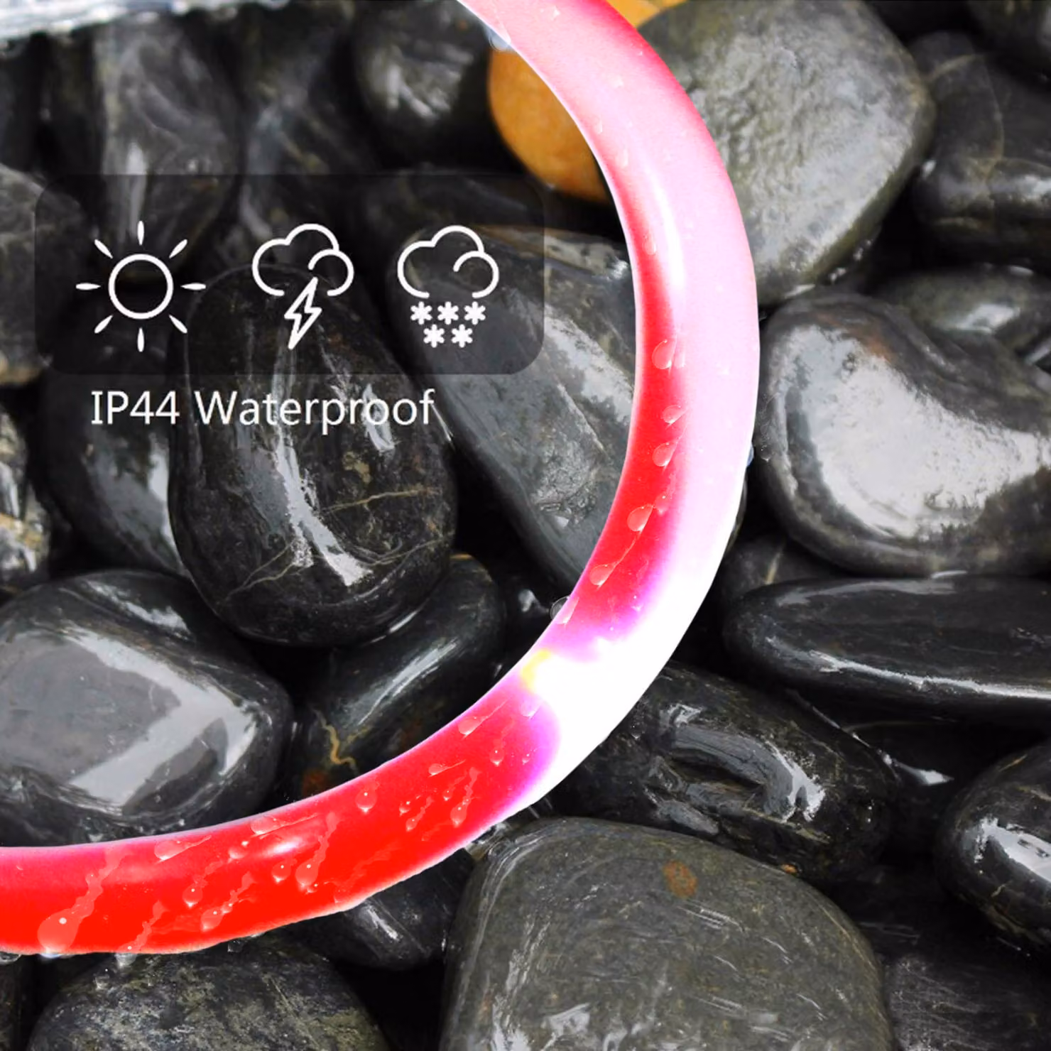 Tubo LED solare, corda da esterno per terrazza con connettori impermeabili (maschio e femmina), cavo in PVC, 5 metri, 50 luci