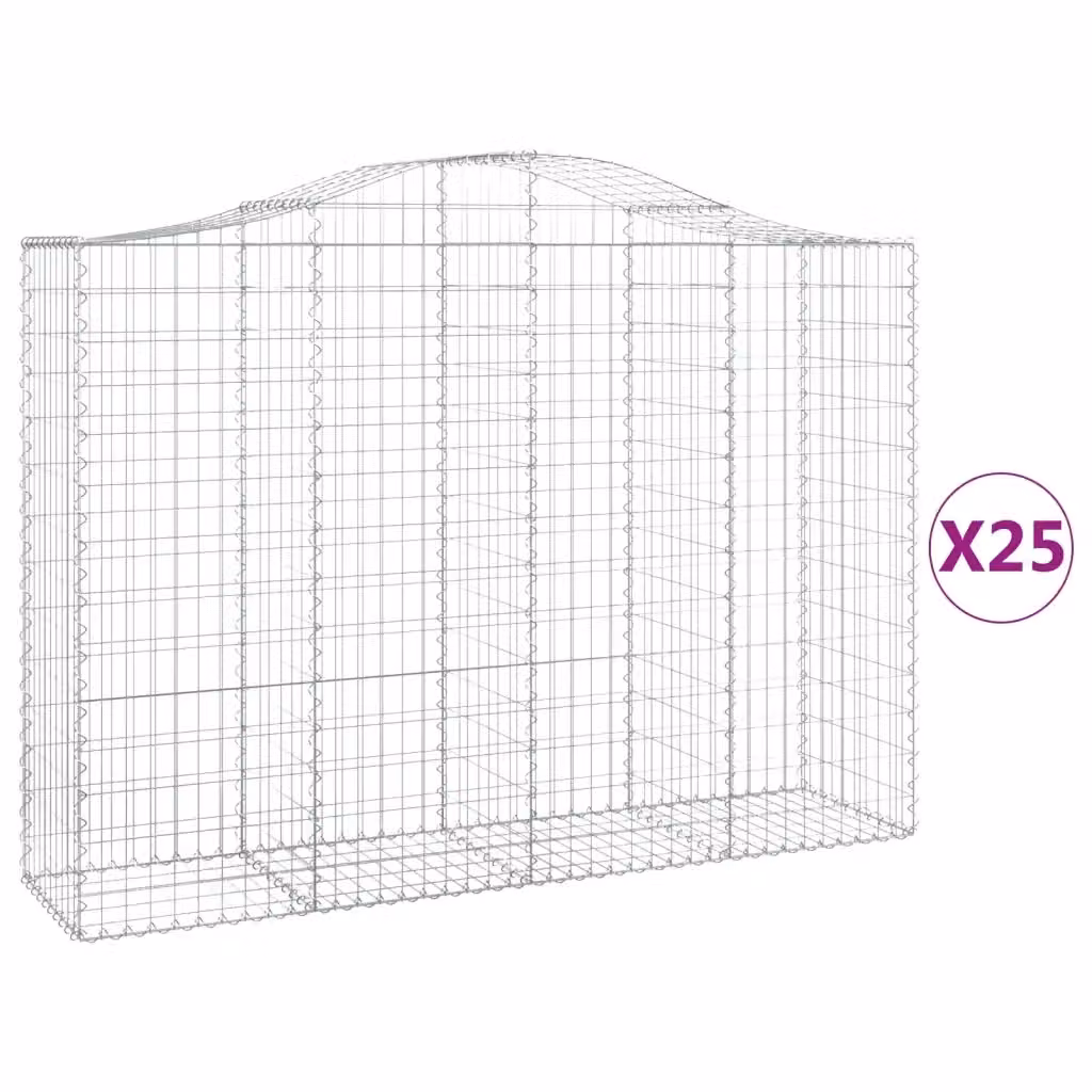 Set di 25 Cesti Gabbioni ad Arco Videx in Acciaio Zincato Colore Argento L/P/H: 200 x 50 x 140/160 cm – 2