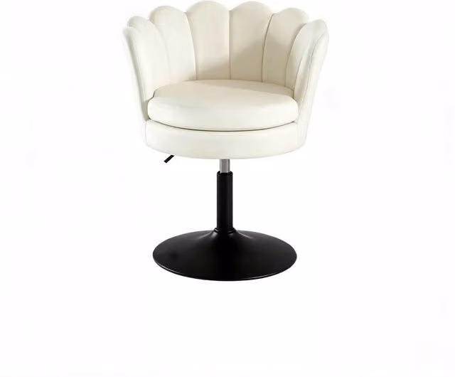 Sedia da ufficio girevole con braccioli in velluto e metallo beige, L: 61,5 cm, H: 71-83 cm, P: 65 cm