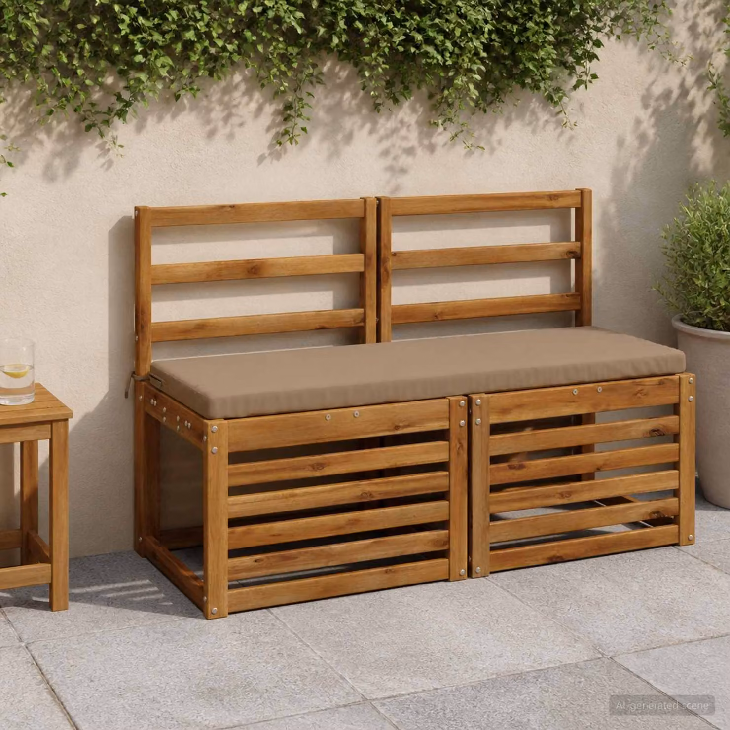 Cuscino per panchina vidaXL SOEST rettangolare in poliestere con rivestimento rimovibile e resistente ai raggi UV, Grigio/Beige