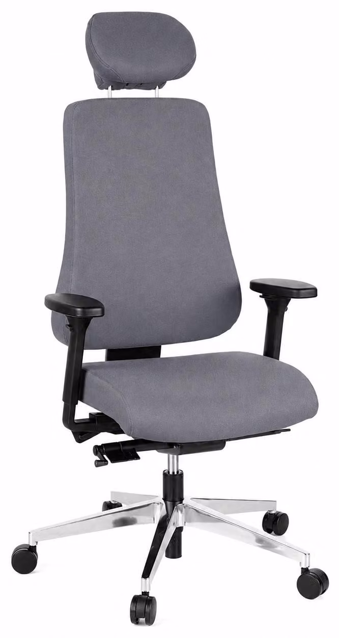 Sedia da ufficio / Poltrona direzionale Pro-Tec 400 in tessuto antracite con struttura in alluminio lucido