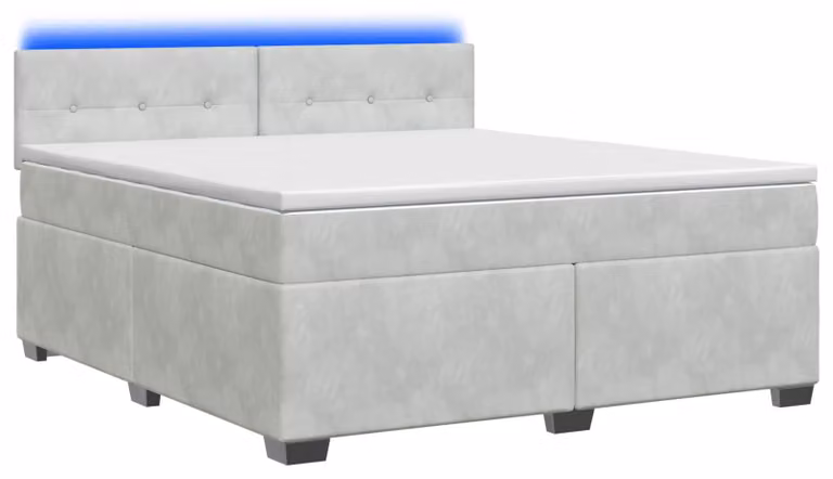 Letto con struttura a molle e materasso, colore grigio chiaro, dimensioni 140 x 200 cm