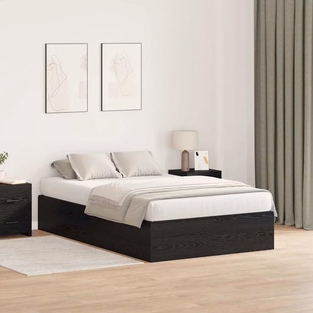 vidaXL Struttura letto con contenitore moderno in legno e similpelle, colore nero, L/P: 120 x 200 cm