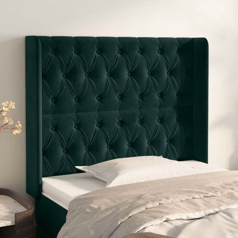 Testiera per letto vidaXL in velluto verde scuro con struttura in legno