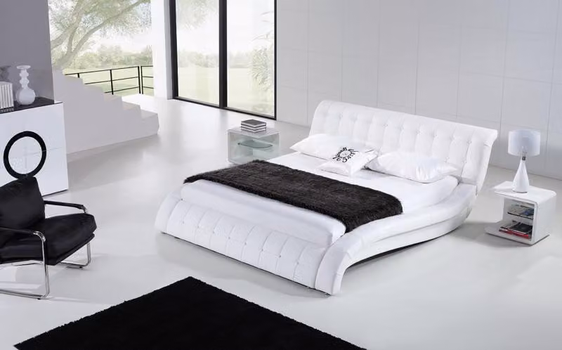 Bett Betten Polster Doppel Ehe Hotel Luxus Leder Moderne Designer Schlafzimmer