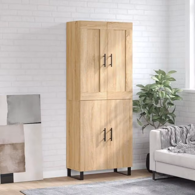 Credenza-Buffet-Armadio da cucina Rovere Sonoma 69,5x34x180 cm in Legno Multistrato 779966