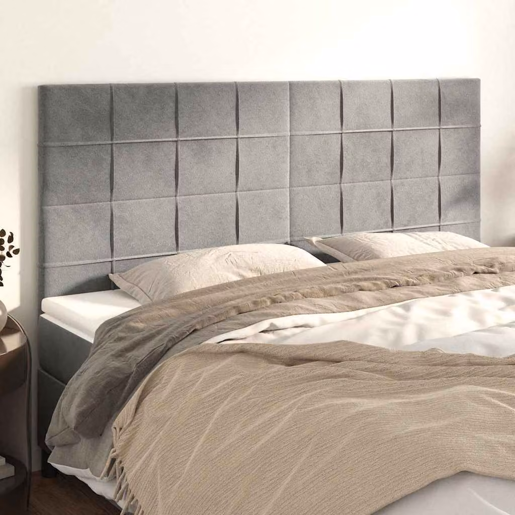 Testiera per letto vidaXL in velluto grigio chiaro, L: 180 cm, P: 5 cm, H: 118/128 cm