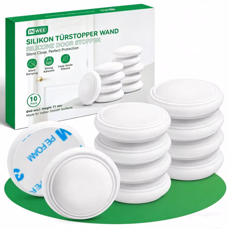 10 pezzi di protezione per pareti e porte, set di paracolpi in silicone bianco