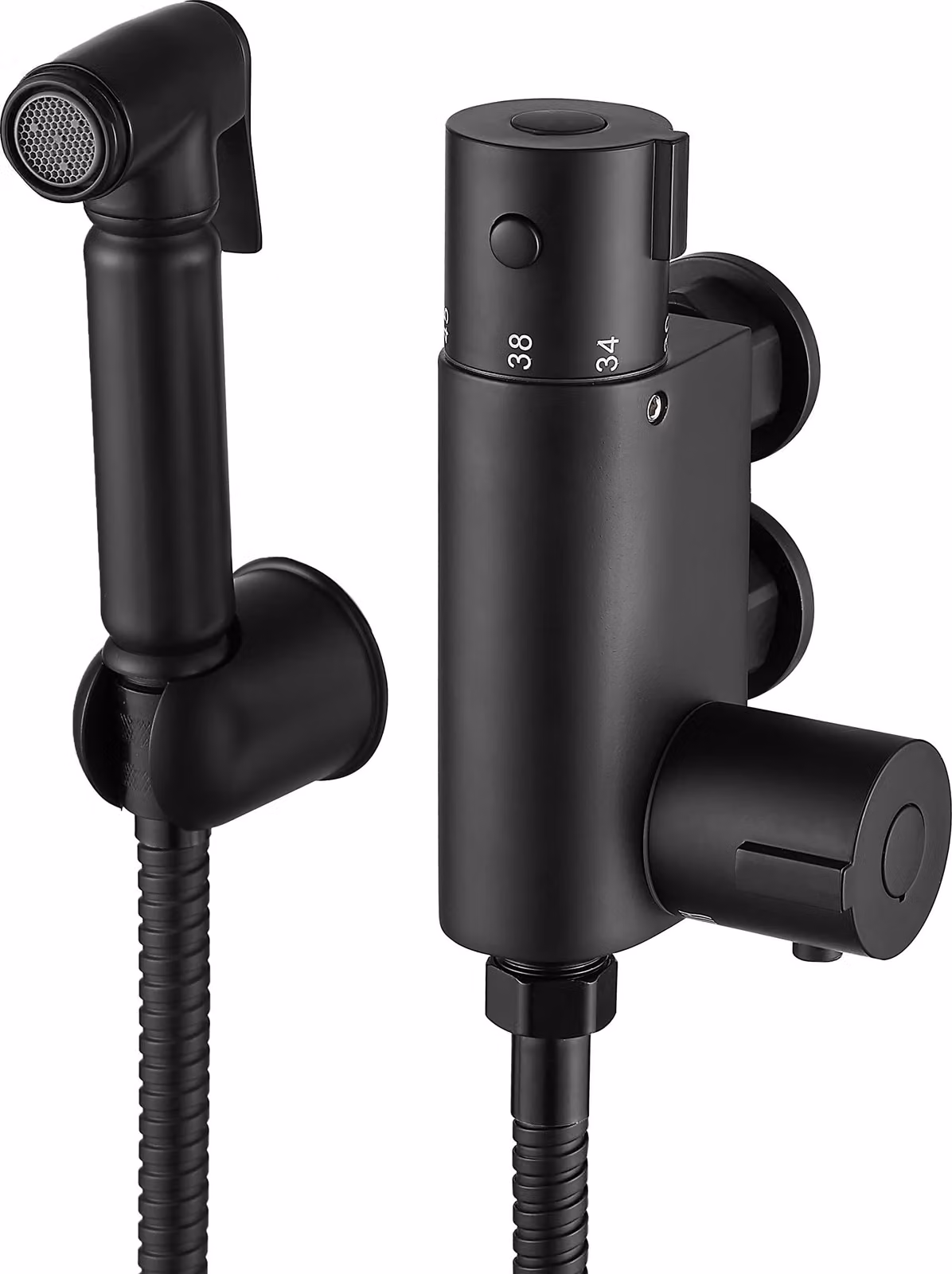 Doccia per bidet termostatica, in ottone, 1 set, finitura nera opaca
