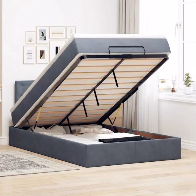 Pouf Letto con Materasso e LED Grigio Scuro 120x190cm Velluto 3312753