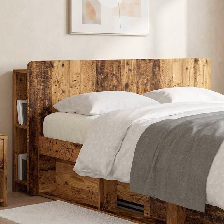 Testata del letto moderna vidaXL in legno ingegnerizzato e MDF marrone con ripiano integrato L: 182,5 cm, H: 80,0 cm, P: 23,63 cm
