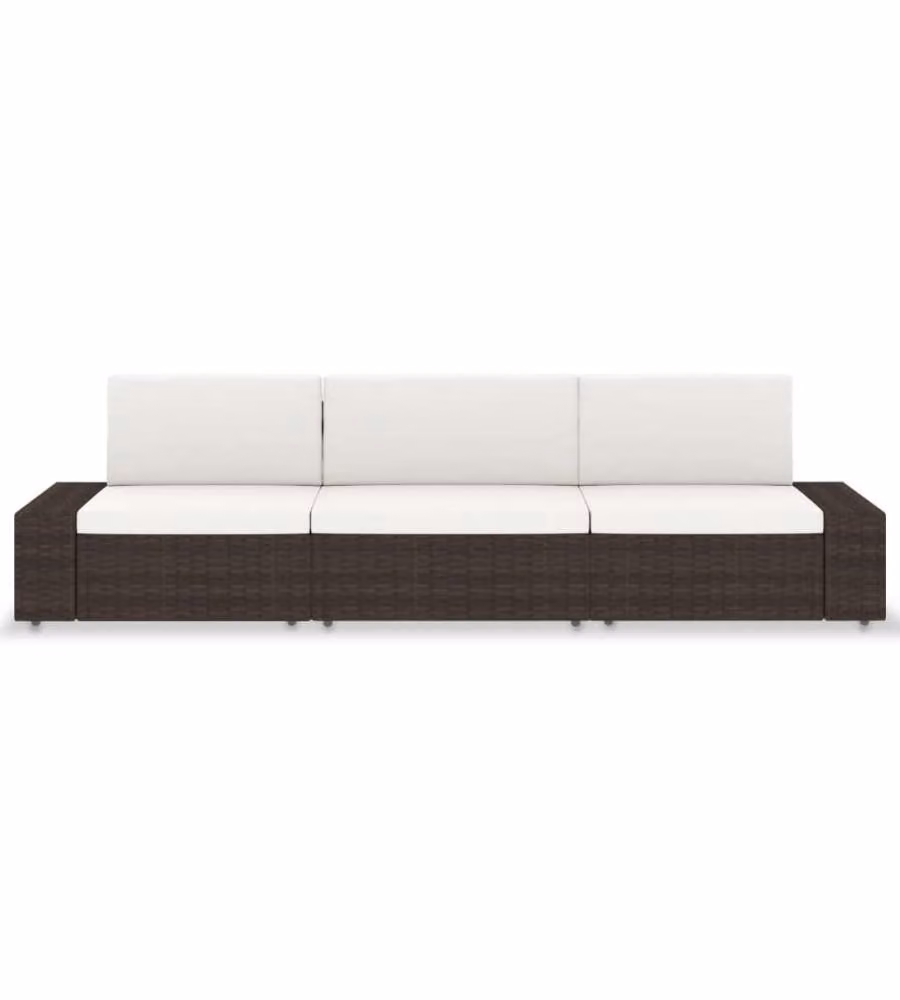 Divano Modulare a 3 Posti in Polyrattan Marrone