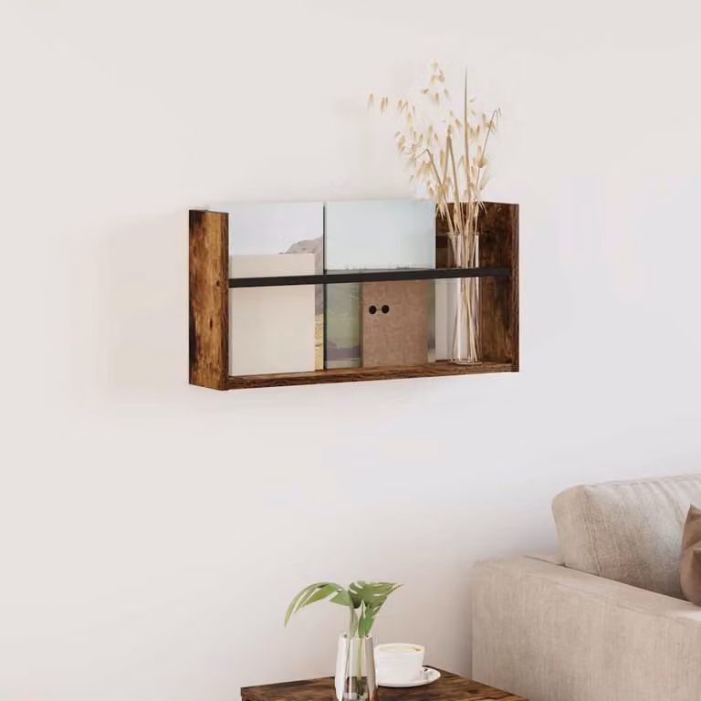 Scaffale per riviste da parete vidaXL in legno Rovere fumé L 60 cm x P 12 cm x H 30 cm