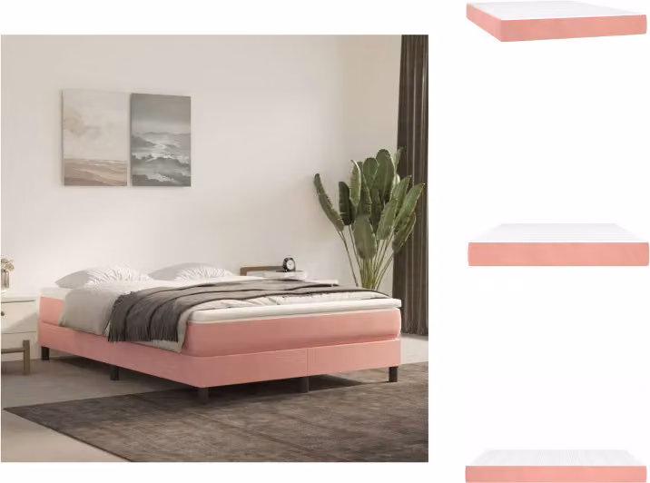 vidaXL Materasso a molle insacchettate rosa 140x190x20 cm in velluto - Materassi