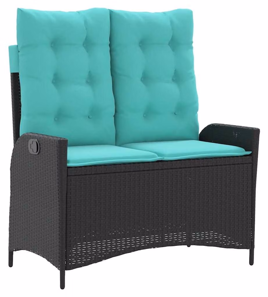 vidaXL Panchina da giardino regolabile con cuscini in Poly Rattan nero
