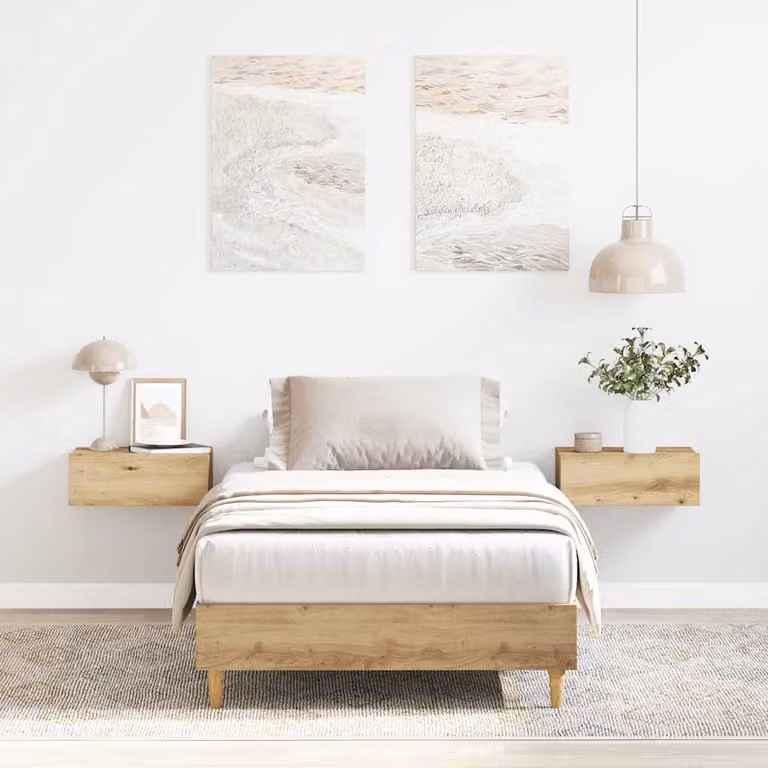 vidaXL Giroletto in legno stile scandinavo color rovere e beige, L 193 cm x P 78 cm x H 25 cm