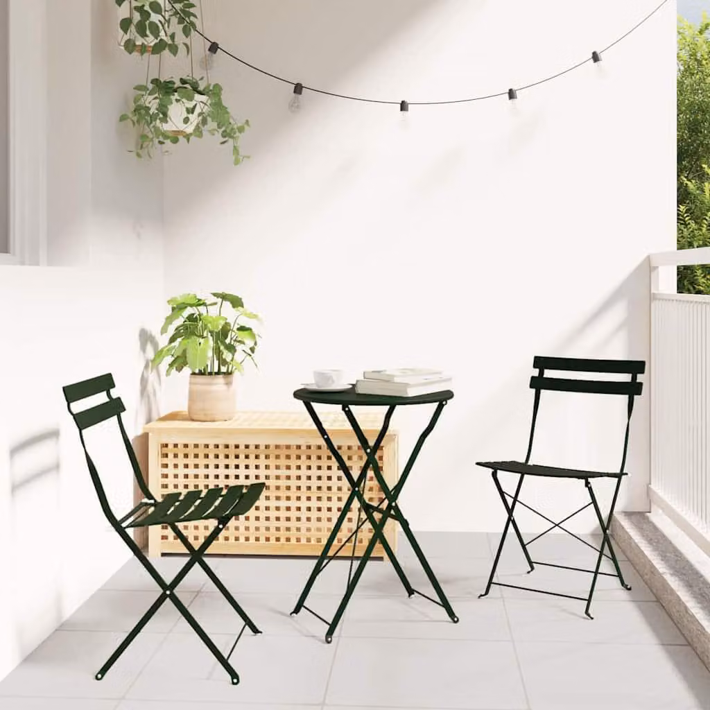 Maison Exclusive - Set da bistrot pieghevole, 3 pezzi, acciaio, motivo "Wald" (bosco)
