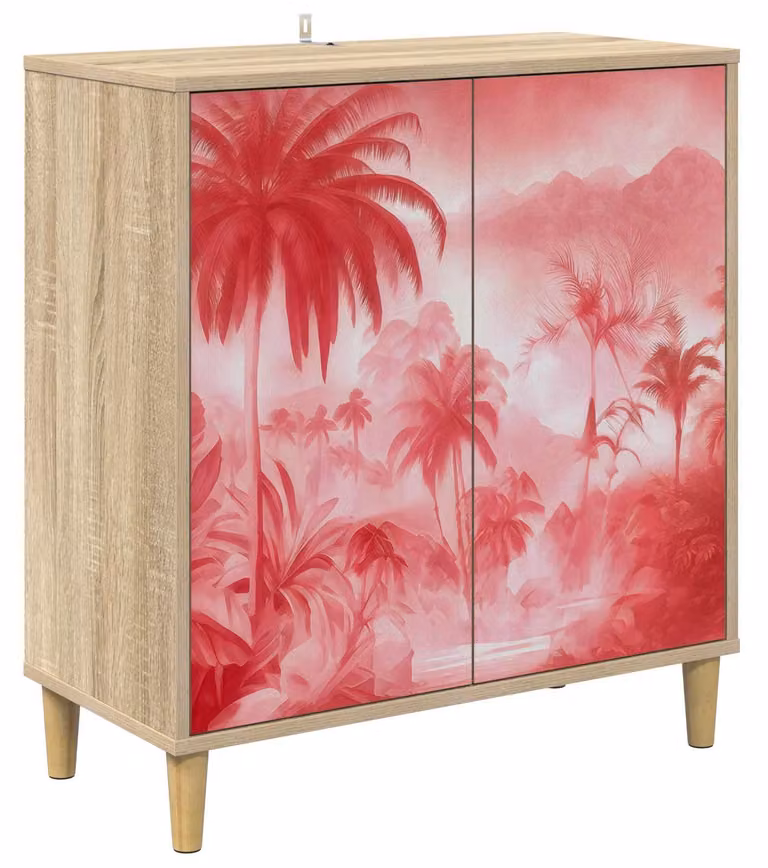 Mobile contenitore AACHEN Sonoma, dimensioni 69 x 33 x 75 cm, realizzato in materiale composito di legno