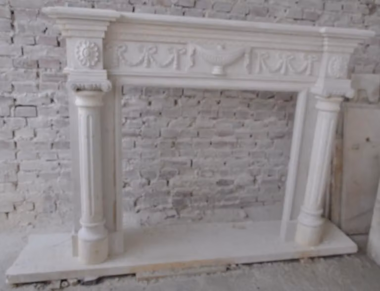 Casa Padrino: cornice barocca per caminetto beige 150 x 30 x h. 120 cm - Magnifica cornice per caminetto in marmo di alta qualità - Accessori per la decorazione del caminetto barocco - Nobile e magnifico