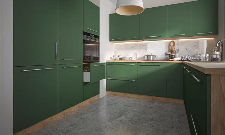 Mobile cucina "Silver" Cucina componibile Blocco cucina rovere artigianale - verde pino Dotazione selezionabile