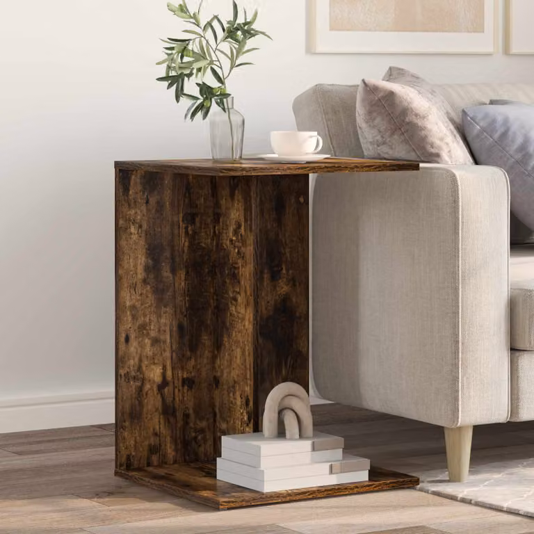 vidaXL Tavolo laterale moderno in rovere fumé marrone L/P/H: 45 x 40 x 62,5 cm