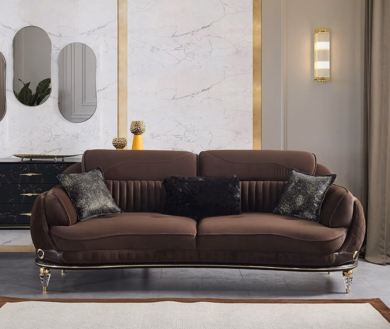 Dreisitzcouch 3-Sitzer-Sofa Dreisitzgarnitur Dreisitzer Polstersofa Dunkelbraun