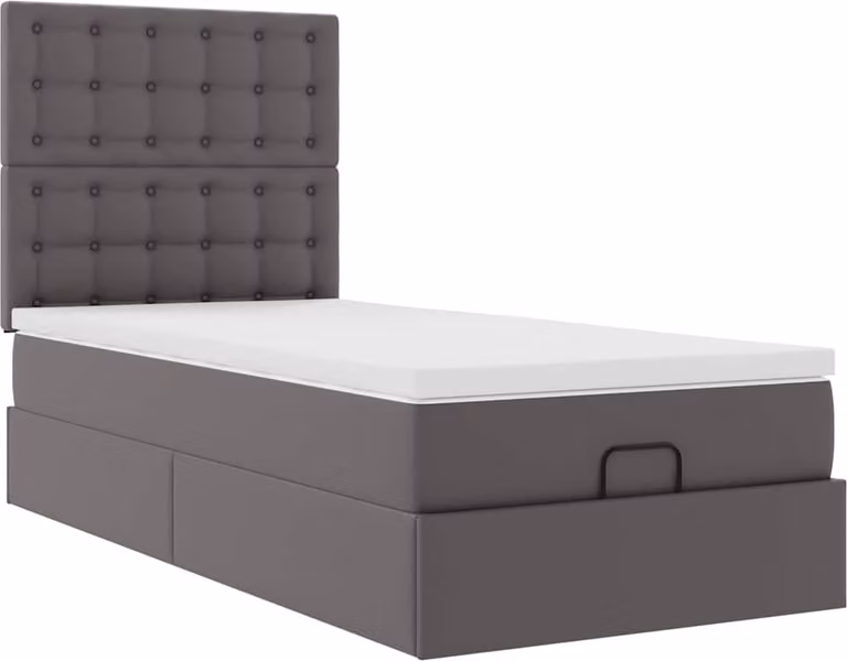 Letto Pouf con Materasso Grigio 90x200 cm Pelle finta