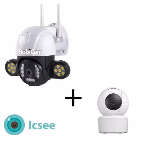 Kit telecamera interna ed esterna, NEW 496, iCsee, FULL HD, Waterproof 360, R7, 4MP, Ultra HD
