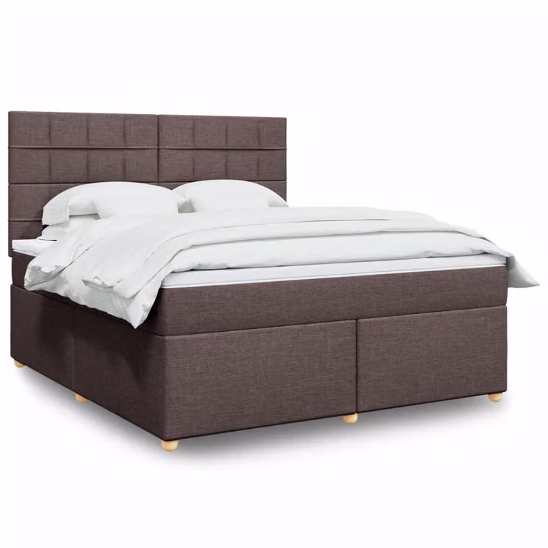 vidaXL Letto Ibrido con Materasso in Tessuto Marrone e Bianco L/P: 180 x 200 cm