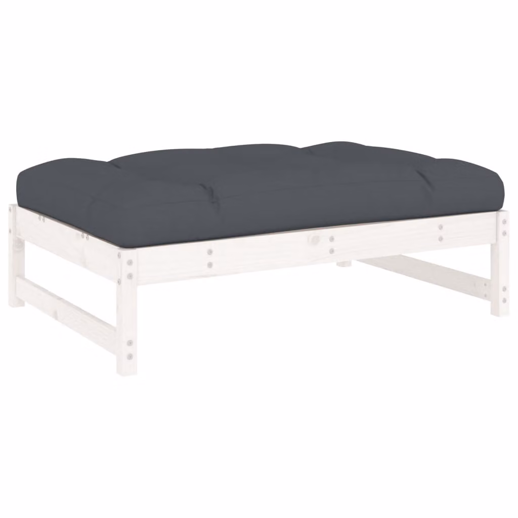 Set Divani da Giardino 6pz con Cuscini in Legno Massello Bianco