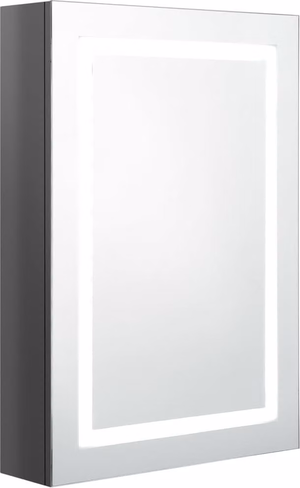 Armadietto Bagno con Specchio e LED Grigio Lucido 50x13x70 cm